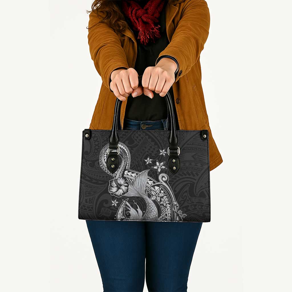 Hawaii Mermaid Monotone Leather Bag Polynesian Pattern Fish Hook
