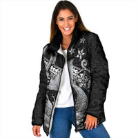 Hawaii Mermaid Monotone Padded Jacket Polynesian Pattern Fish Hook