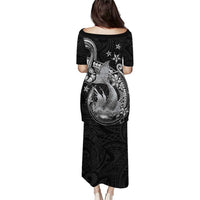 Hawaii Mermaid Monotone Puletasi Polynesian Pattern Fish Hook