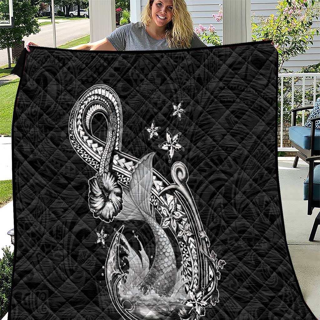 Hawaii Mermaid Monotone Quilt Polynesian Pattern Fish Hook
