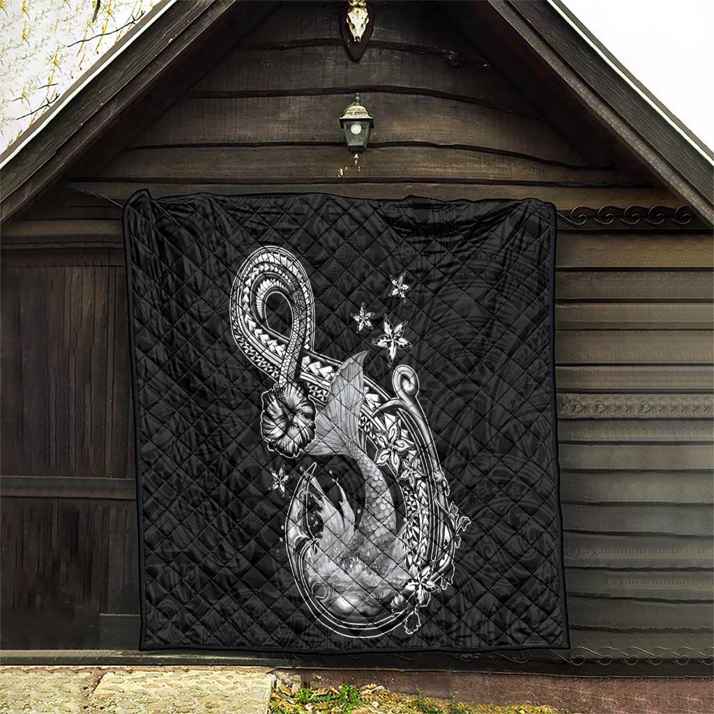 Hawaii Mermaid Monotone Quilt Polynesian Pattern Fish Hook