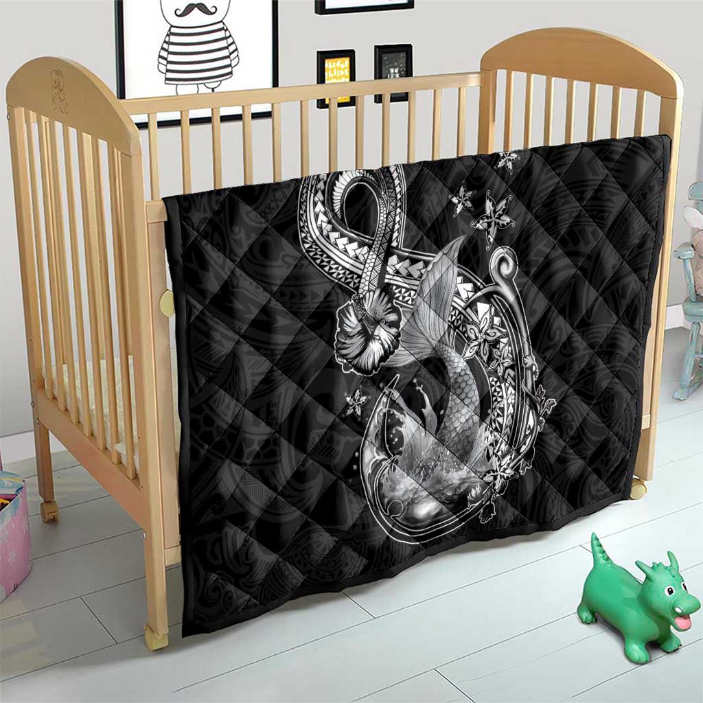 Hawaii Mermaid Monotone Quilt Polynesian Pattern Fish Hook