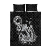 Hawaii Mermaid Monotone Quilt Bed Set Polynesian Pattern Fish Hook