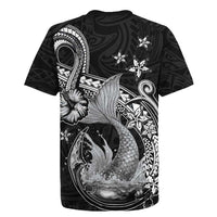 Hawaii Mermaid Monotone Rugby Jersey Polynesian Pattern Fish Hook