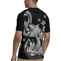 Hawaii Mermaid Monotone Rugby Jersey Polynesian Pattern Fish Hook