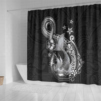 Hawaii Mermaid Monotone Shower Curtain Polynesian Pattern Fish Hook