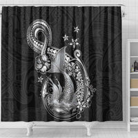 Hawaii Mermaid Monotone Shower Curtain Polynesian Pattern Fish Hook
