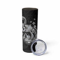 Hawaii Mermaid Monotone Skinny Tumbler Polynesian Pattern Fish Hook