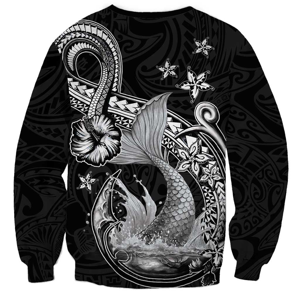 Hawaii Mermaid Monotone Sweatshirt Polynesian Pattern Fish Hook