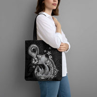 Hawaii Mermaid Monotone Tote Bag Polynesian Pattern Fish Hook