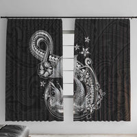 Hawaii Mermaid Monotone Window Curtain Polynesian Pattern Fish Hook