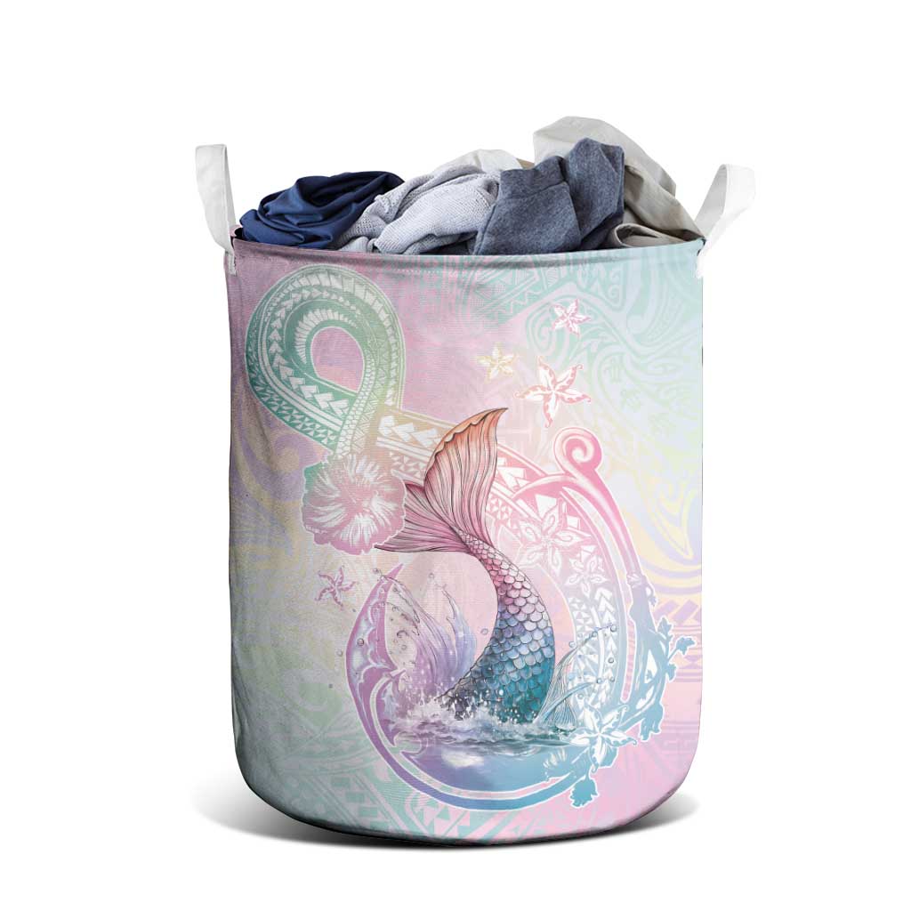 Hawaii Mermaid Sweet Pastel Laundry Basket Polynesian Pattern Fish Hook