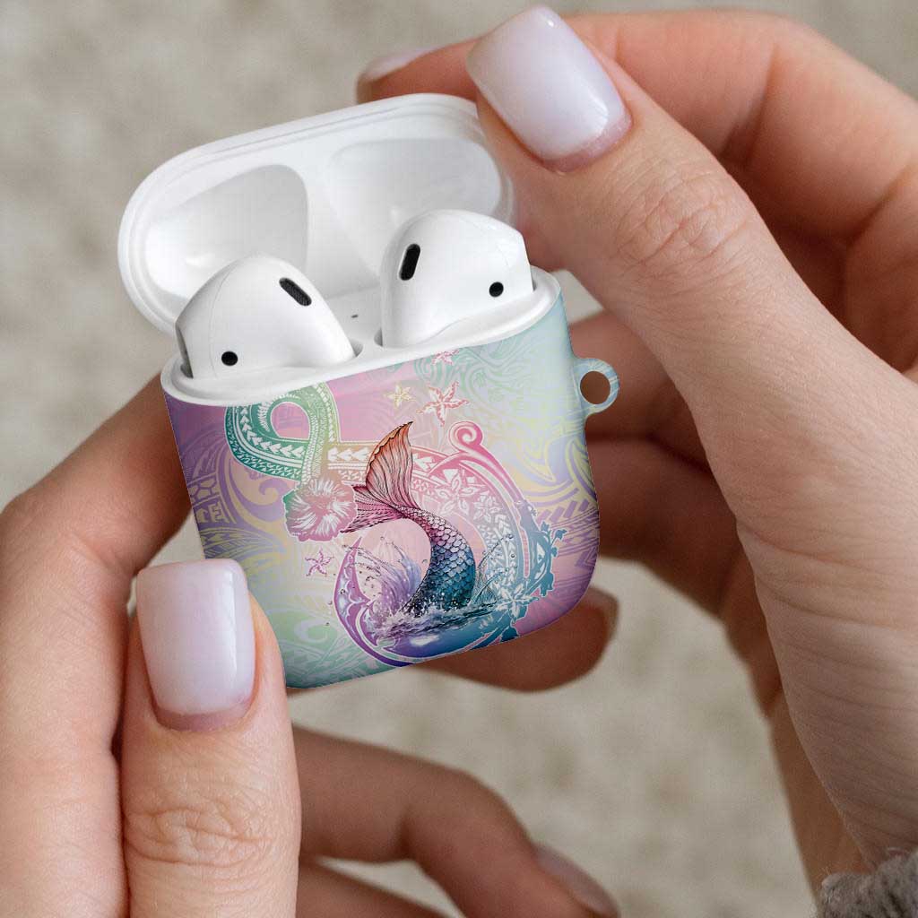 Hawaii Mermaid Sweet Pastel AirPods Case Polynesian Pattern Fish Hook