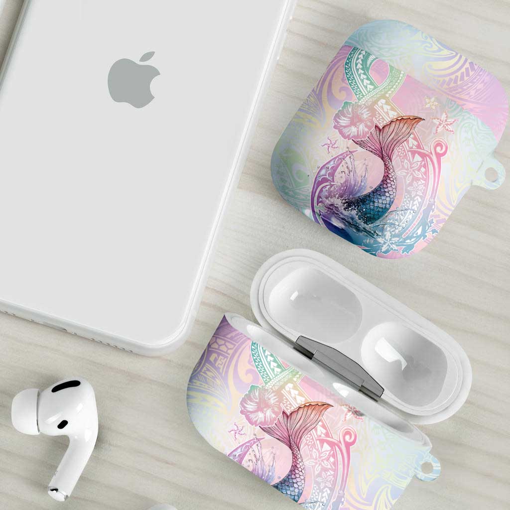 Hawaii Mermaid Sweet Pastel AirPods Case Polynesian Pattern Fish Hook