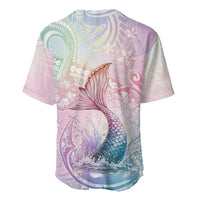 Hawaii Mermaid Sweet Pastel Baseball Jersey Polynesian Pattern Fish Hook