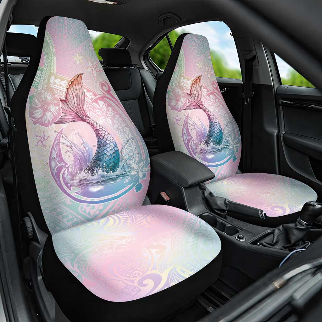 Hawaii Mermaid Sweet Pastel Car Seat Cover Polynesian Pattern Fish Hook