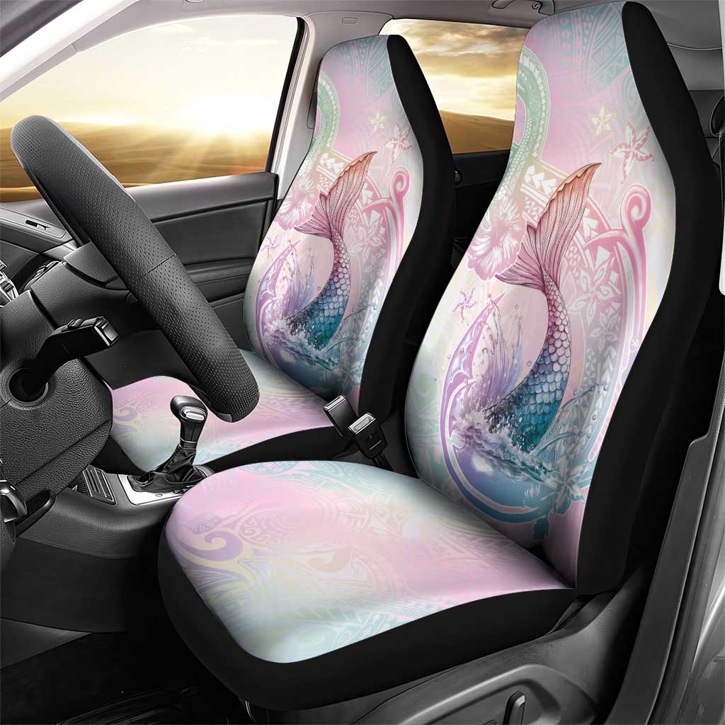 Hawaii Mermaid Sweet Pastel Car Seat Cover Polynesian Pattern Fish Hook