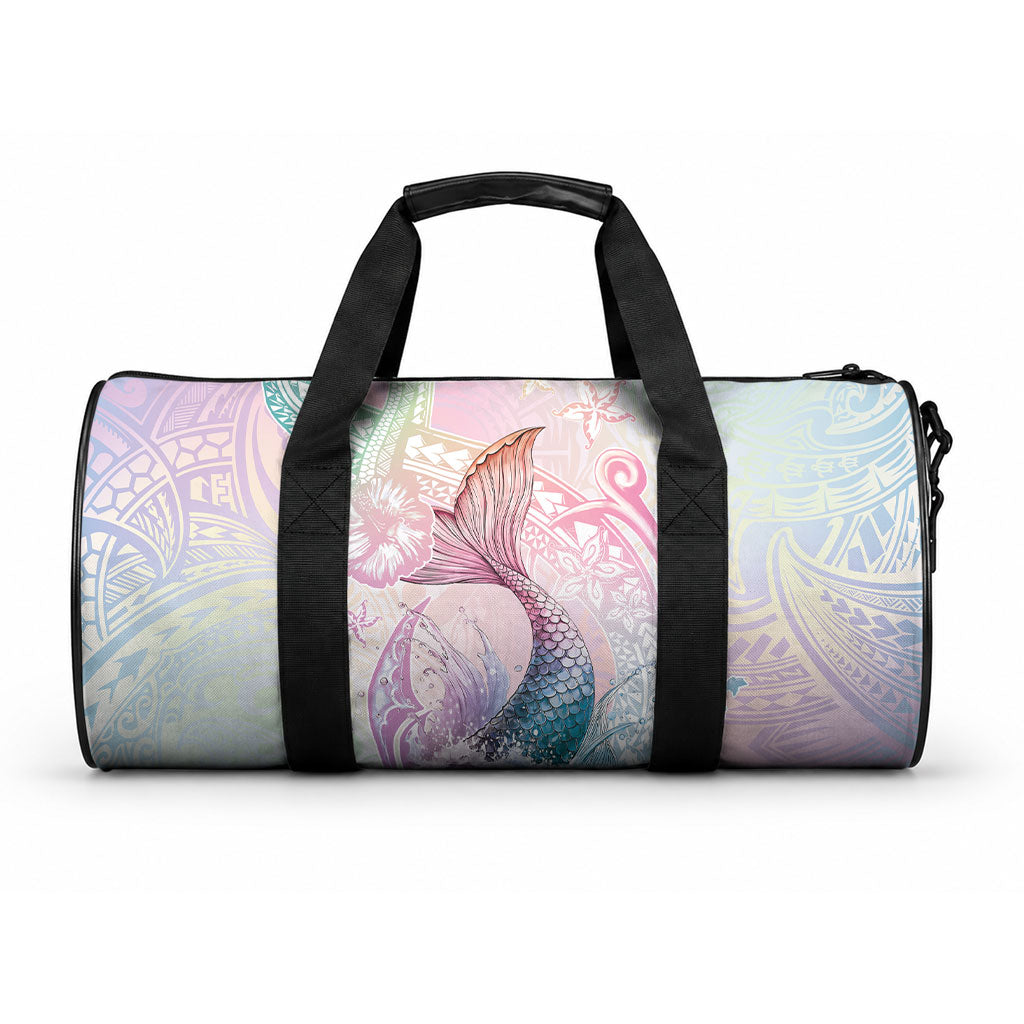 Hawaii Mermaid Sweet Pastel Duffle Bag Polynesian Pattern Fish Hook