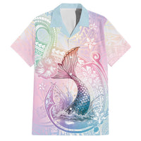 Hawaii Mermaid Sweet Pastel Family Matching Long Sleeve Bodycon Dress and Hawaiian Shirt Polynesian Pattern Fish Hook LT01 Dad's Shirt - Short Sleeve Multicolor - Polynesian Pride