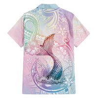 Hawaii Mermaid Sweet Pastel Family Matching Off Shoulder Maxi Dress and Hawaiian Shirt Polynesian Pattern Fish Hook