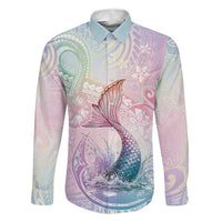Hawaii Mermaid Sweet Pastel Family Matching Puletasi and Hawaiian Shirt Polynesian Pattern Fish Hook
