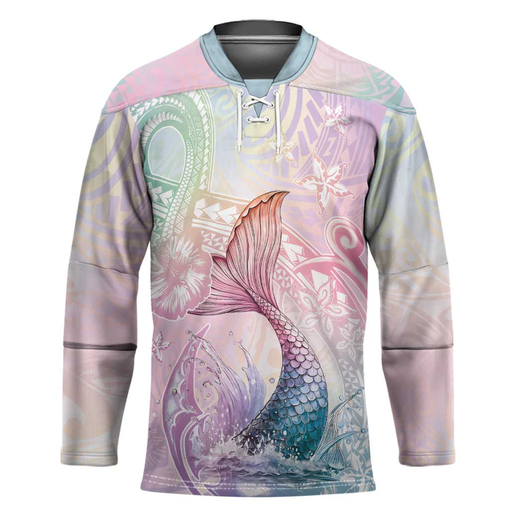 Hawaii Mermaid Sweet Pastel Hockey Jersey Polynesian Pattern Fish Hook