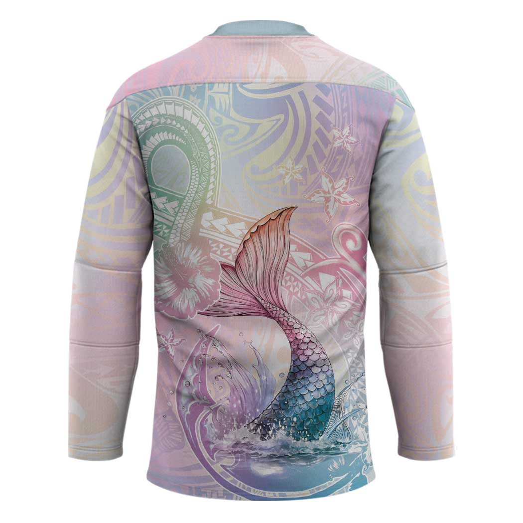 Hawaii Mermaid Sweet Pastel Hockey Jersey Polynesian Pattern Fish Hook