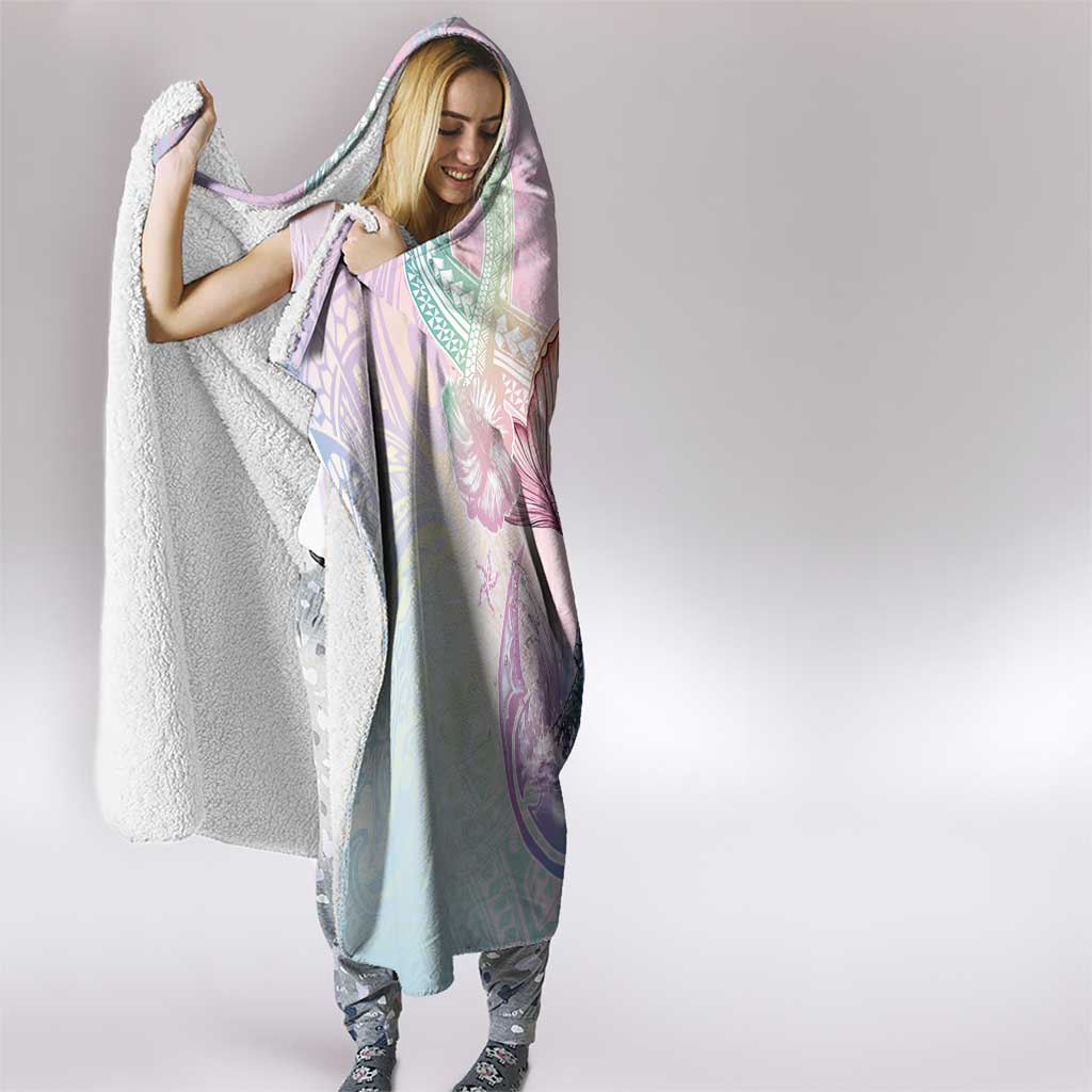 Hawaii Mermaid Sweet Pastel Hooded Blanket Polynesian Pattern Fish Hook