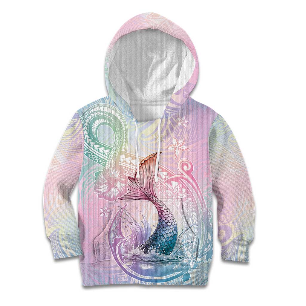 Hawaii Mermaid Sweet Pastel Kid Hoodie Polynesian Pattern Fish Hook
