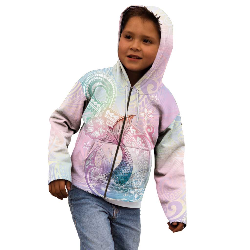 Hawaii Mermaid Sweet Pastel Kid Hoodie Polynesian Pattern Fish Hook