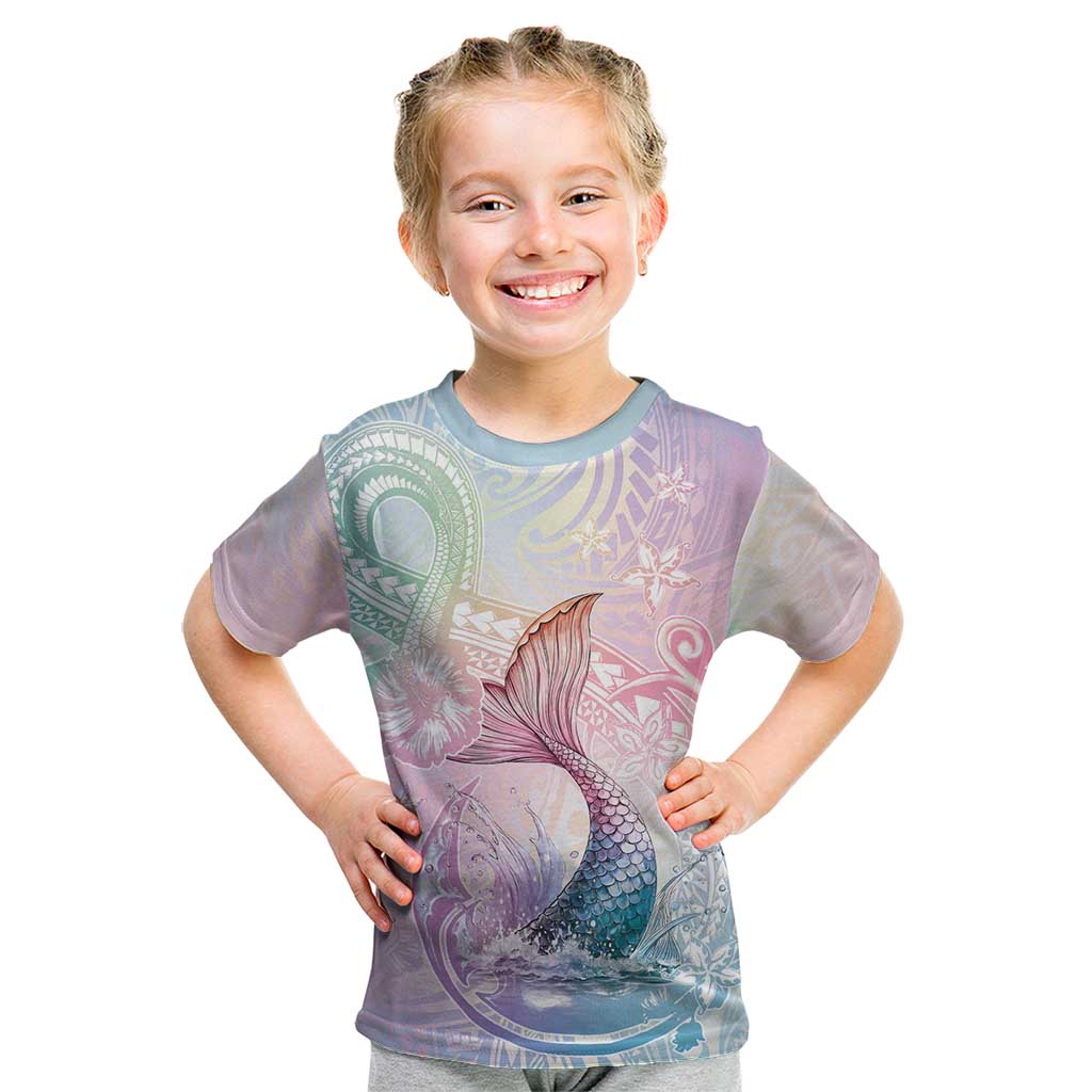 Hawaii Mermaid Sweet Pastel Kid T Shirt Polynesian Pattern Fish Hook