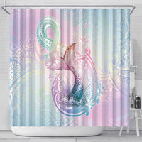 Hawaii Mermaid Sweet Pastel Shower Curtain Polynesian Pattern Fish Hook