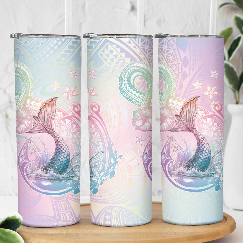 Hawaii Mermaid Sweet Pastel Skinny Tumbler Polynesian Pattern Fish Hook