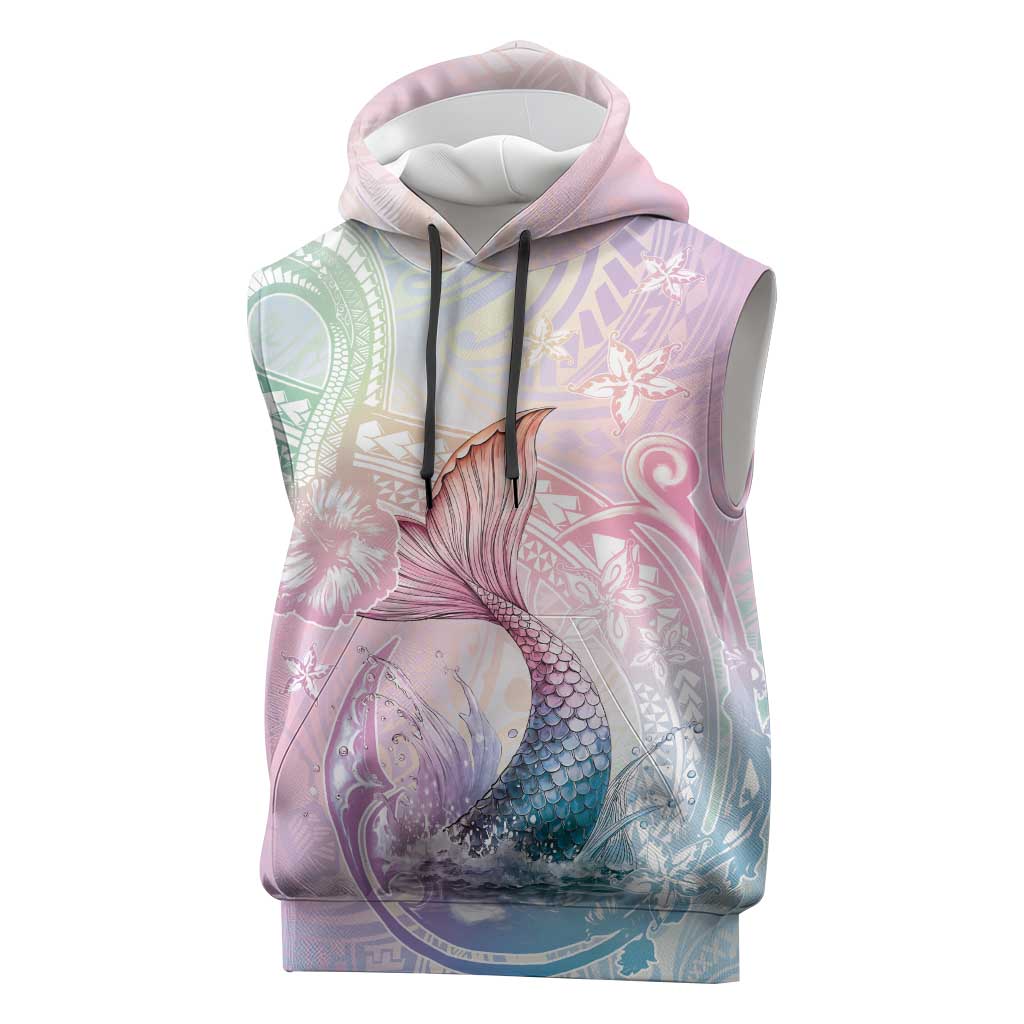 Hawaii Mermaid Sweet Pastel Sleeveless Hoodie Polynesian Pattern Fish Hook
