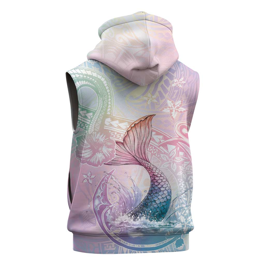 Hawaii Mermaid Sweet Pastel Sleeveless Hoodie Polynesian Pattern Fish Hook