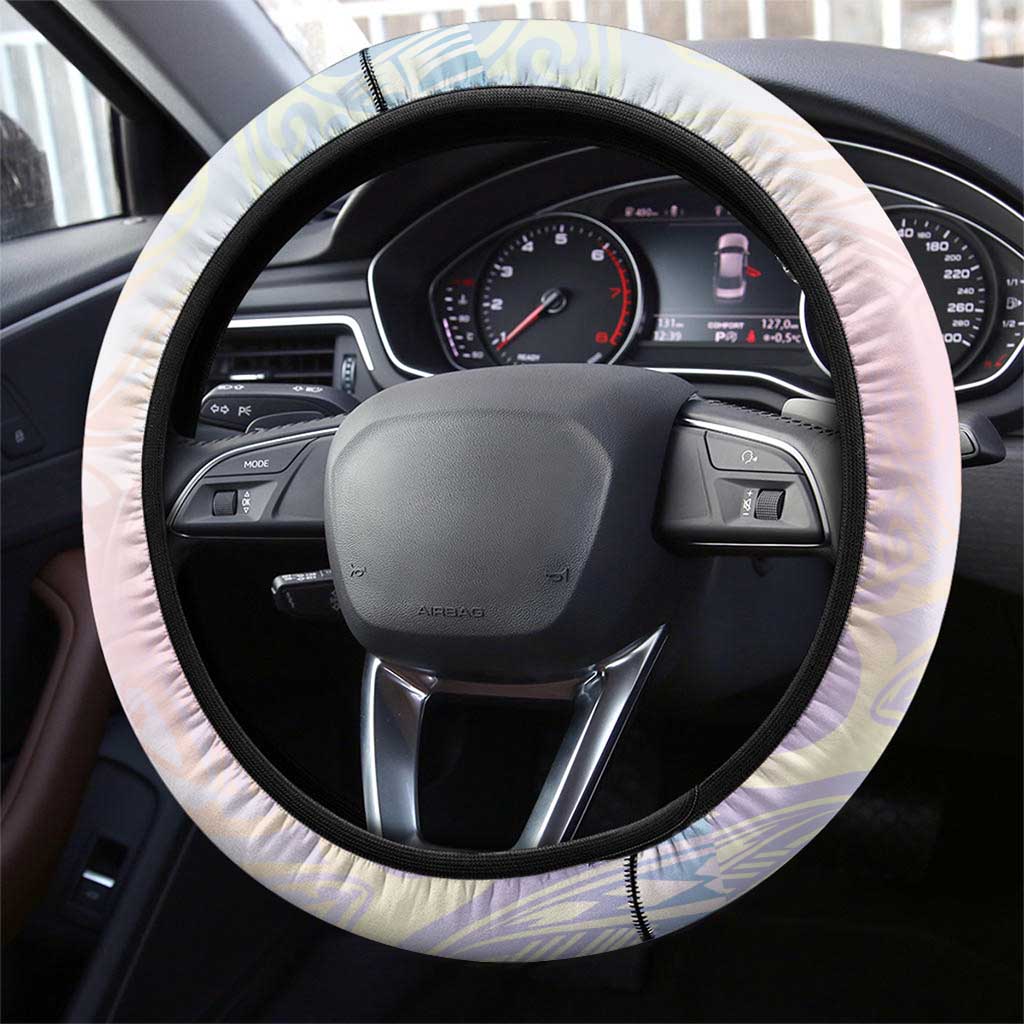 Hawaii Mermaid Sweet Pastel Steering Wheel Cover Polynesian Pattern Fish Hook