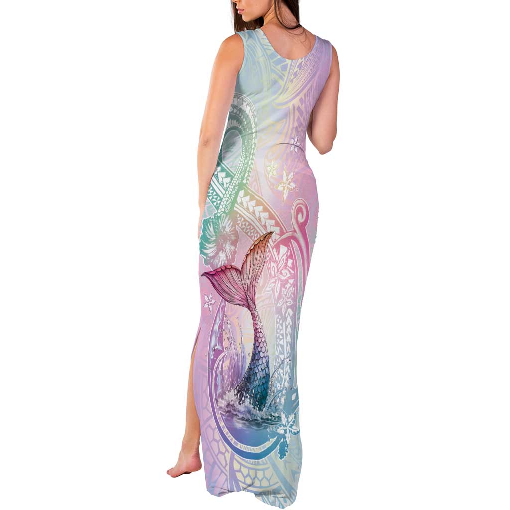 Hawaii Mermaid Sweet Pastel Tank Maxi Dress Polynesian Pattern Fish Hook