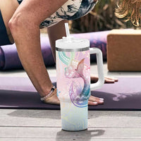 Hawaii Mermaid Sweet Pastel Tumbler With Handle Polynesian Pattern Fish Hook