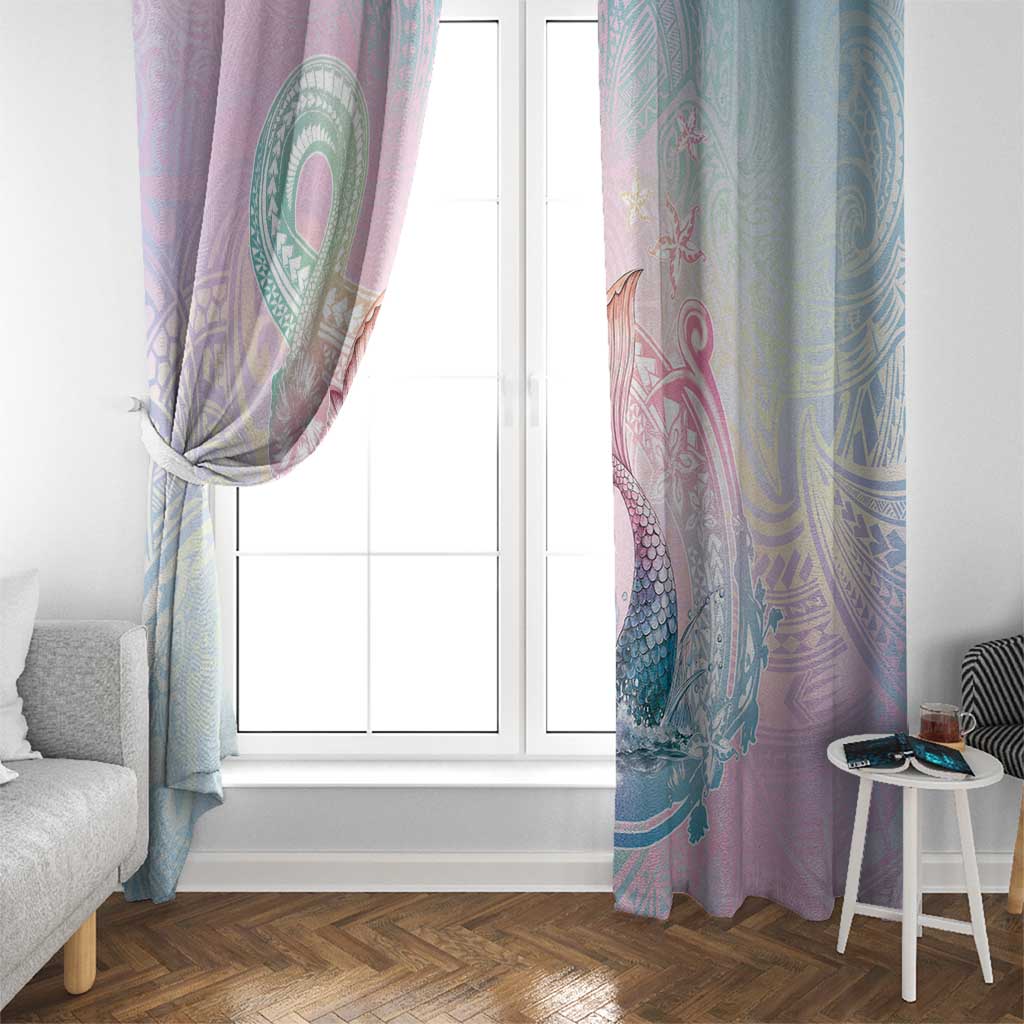 Hawaii Mermaid Sweet Pastel Window Curtain Polynesian Pattern Fish Hook