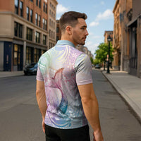Hawaii Mermaid Sweet Pastel Zipper Polo Shirt Polynesian Pattern Fish Hook