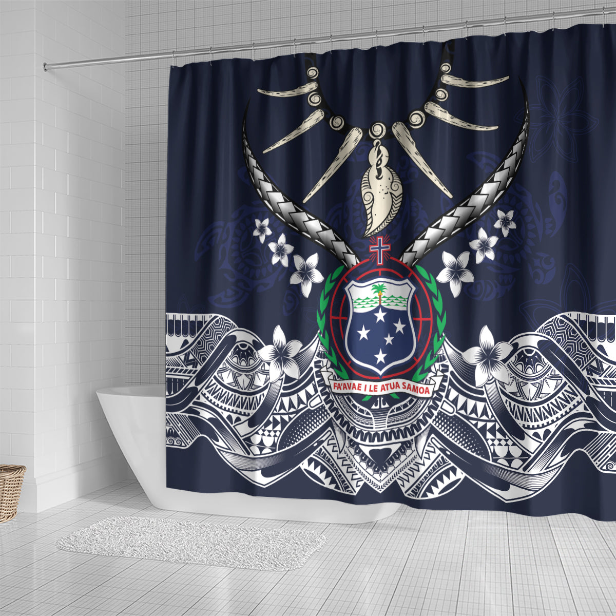Samoa Independence Day Shower Curtain Ula Nifo Mix Turtle
