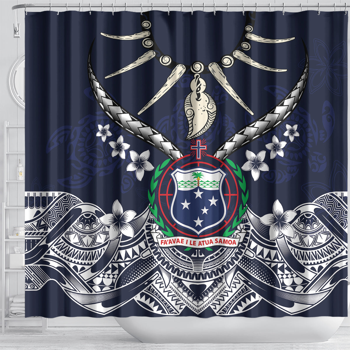 Samoa Independence Day Shower Curtain Ula Nifo Mix Turtle