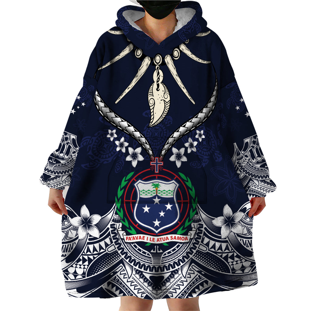 Samoa Independence Day Wearable Blanket Hoodie Ula Nifo Mix Turtle