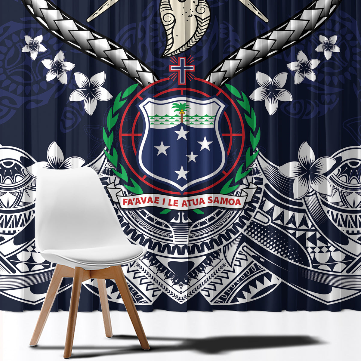 Samoa Independence Day Window Curtain Ula Nifo Mix Turtle