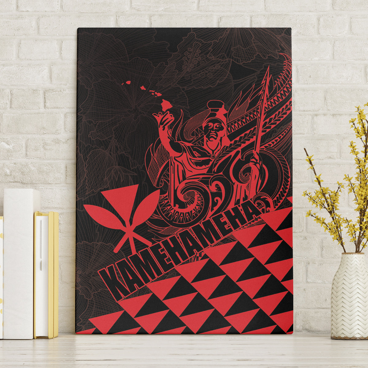 King Kamehameha Day Canvas Wall Art Kakau Polynesian Pattern