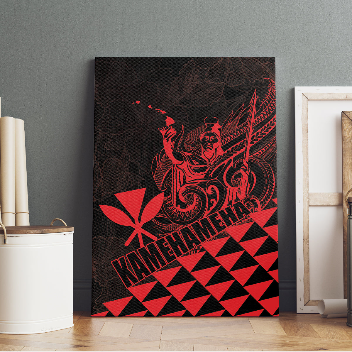 King Kamehameha Day Canvas Wall Art Kakau Polynesian Pattern