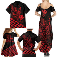 Personalized King Kamehameha Day Family Matching Summer Maxi Dress and Hawaiian Shirt Kakau Polynesian Pattern