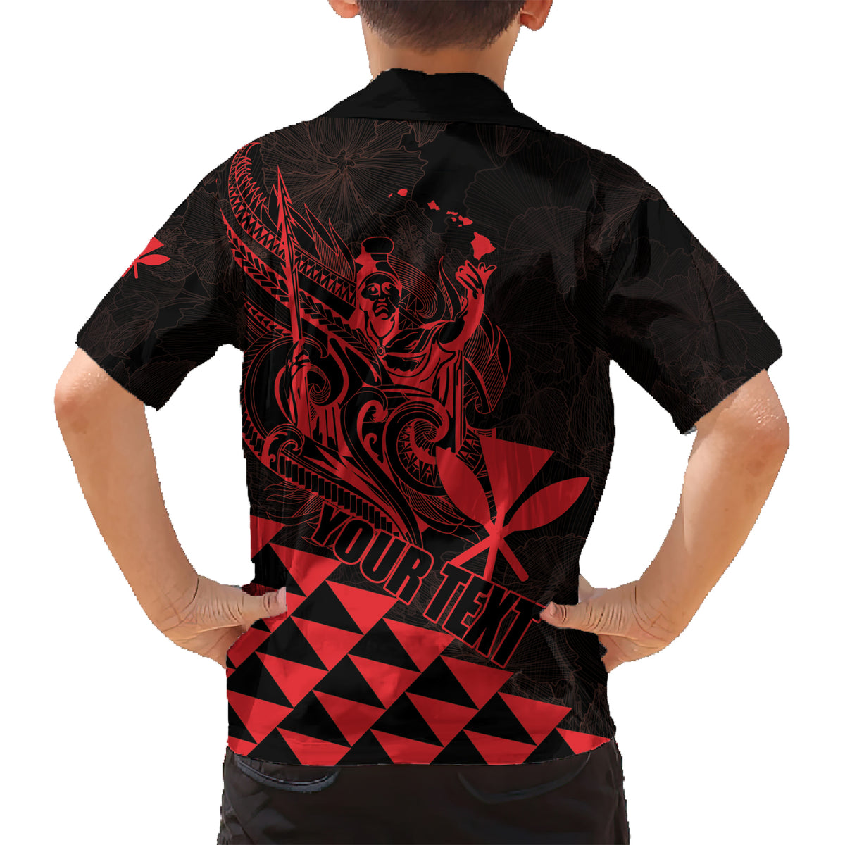 Personalized King Kamehameha Day Kid Hawaiian Shirt Kakau Polynesian Pattern