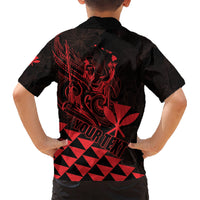 Personalized King Kamehameha Day Kid Hawaiian Shirt Kakau Polynesian Pattern