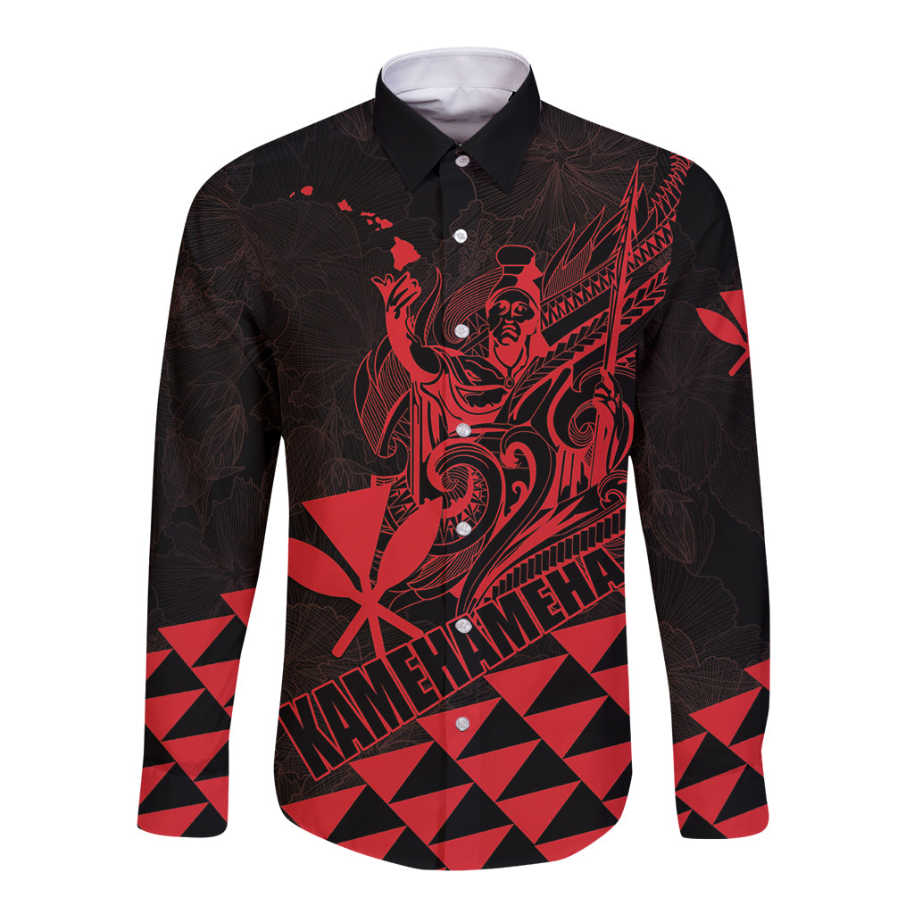 Personalized King Kamehameha Day Long Sleeve Button Shirt Kakau Polynesian Pattern